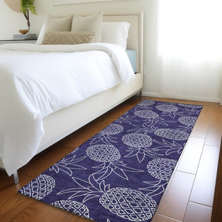 Piper Looms Mayfield Pineapples AMF161 Blue Machine Washable Area Rug Runner Lifestyle Image Feature