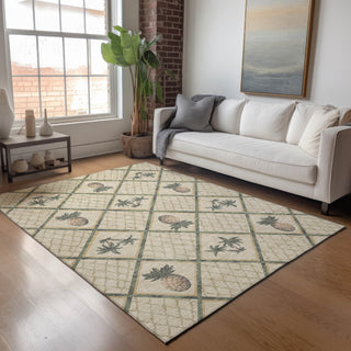 Piper Looms Mayfield Bamboo and Pineapples AMF162 Palm Machine Washable Area Rug Lifestyle Image Feature