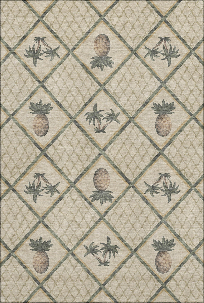 Piper Looms Mayfield Bamboo and Pineapples AMF162 Palm Machine Washable Area Rug main image
