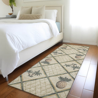 Piper Looms Mayfield Bamboo and Pineapples AMF162 Palm Machine Washable Area Rug Runner Lifestyle Image Feature