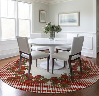 Piper Looms Mayfield Apple Border AMF164 Machine Washable Area Rug Round Lifestyle Image Feature
