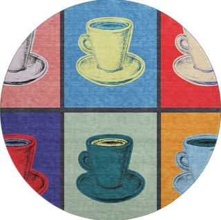 Piper Looms Mayfield Coffee Mugs AMF165 Kaleidoscope Machine Washable Area Rug Round Main Image