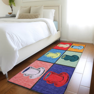 Piper Looms Mayfield Coffee Mugs AMF165 Kaleidoscope Machine Washable Area Rug Runner Lifestyle Image Feature