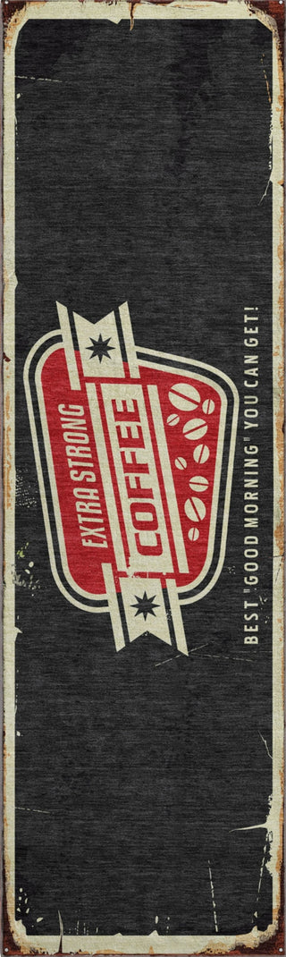 Piper Looms Mayfield Coffee Sign AMF166 Midnight Machine Washable Area Rug Runner Main Image