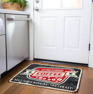 Piper Looms Mayfield Coffee Sign AMF166 Midnight Machine Washable Area Rug Scatter Lifestyle Image Feature
