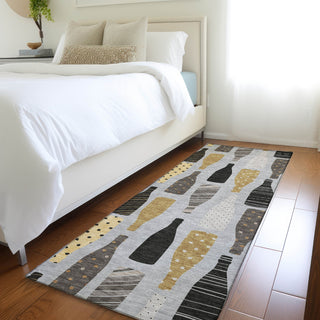 Piper Looms Mayfield Wine Bottles AMF167 Gray Machine Washable Area Rug Runner Lifestyle Image Feature