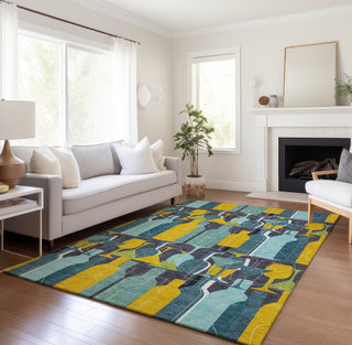 Piper Looms Mayfield Wine: Martini AMF168 Blue Machine Washable Area Rug Lifestyle Image Feature