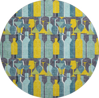Piper Looms Mayfield Wine: Martini AMF168 Blue Machine Washable Area Rug Round Main Image