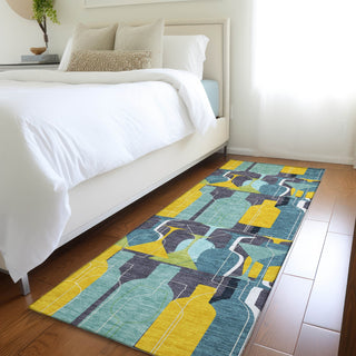 Piper Looms Mayfield Wine: Martini AMF168 Blue Machine Washable Area Rug Runner Lifestyle Image Feature