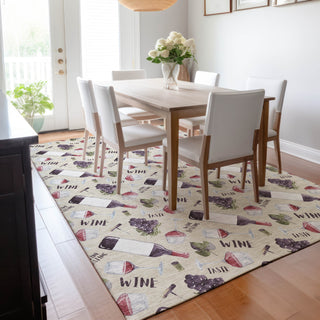 Piper Looms Mayfield Wine: Grapes AMF169 Ivory Machine Washable Area Rug Lifestyle Image Feature