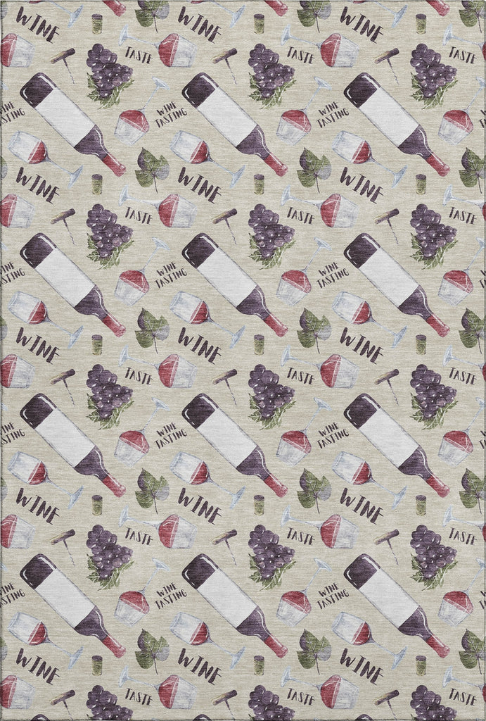 Piper Looms Mayfield Wine: Grapes AMF169 Ivory Machine Washable Area Rug main image