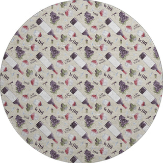 Piper Looms Mayfield Wine: Grapes AMF169 Ivory Machine Washable Area Rug Round Main Image