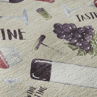 Piper Looms Mayfield Wine: Grapes AMF169 Ivory Machine Washable Area Rug Swatch Image