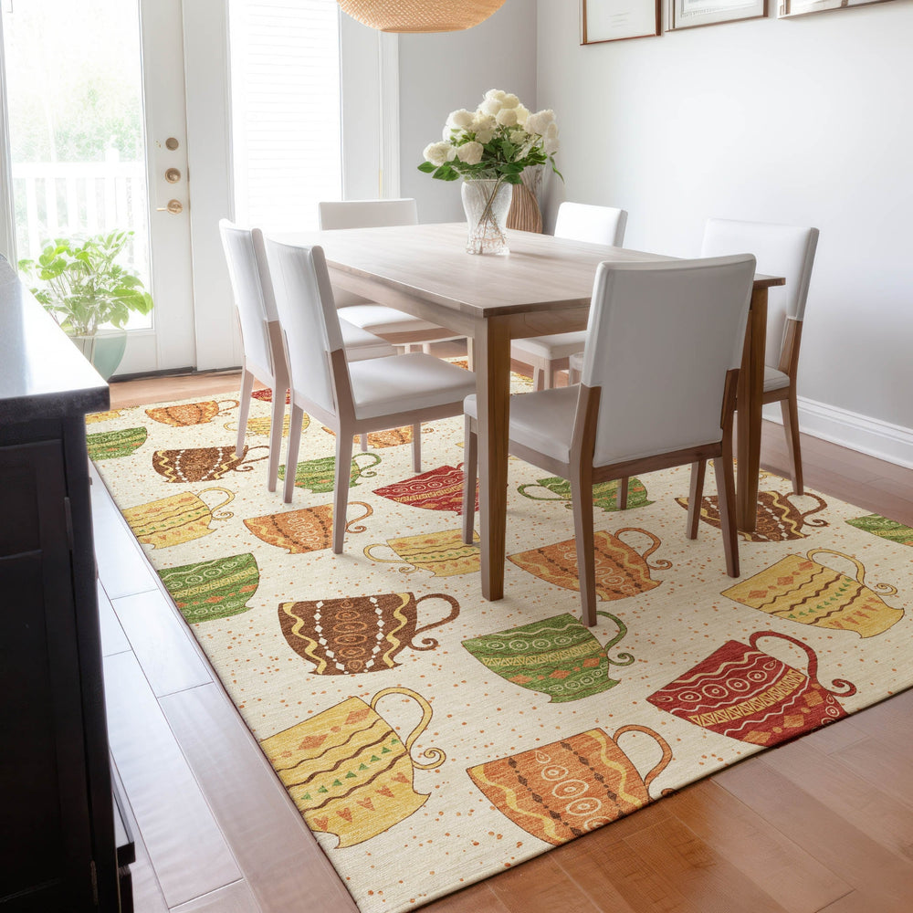 Piper Looms Mayfield Tea Cups AMF170 Multi Machine Washable Area Rug Lifestyle Image Feature