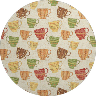 Piper Looms Mayfield Tea Cups AMF170 Multi Machine Washable Area Rug Round Main Image