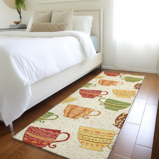 Piper Looms Mayfield Tea Cups AMF170 Multi Machine Washable Area Rug Runner Lifestyle Image Feature
