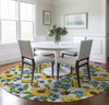 Piper Looms Mayfield Sunflowers and Butterfiles AMF171 Yellow Machine Washable Area Rug Round Lifestyle Image Feature