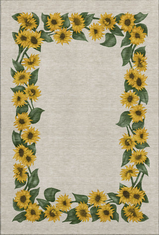 Piper Looms Mayfield Sunflower Border AMF172 Yellow Machine Washable Area Rug main image