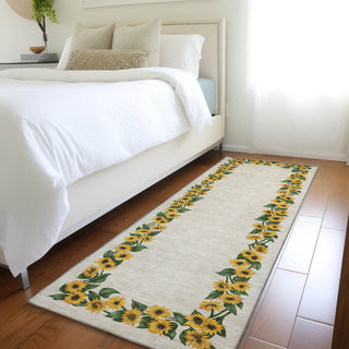 Piper Looms Mayfield Sunflower Border AMF172 Yellow Machine Washable Area Rug Runner Lifestyle Image Feature
