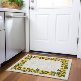 Piper Looms Mayfield Sunflower Border AMF172 Yellow Machine Washable Area Rug Scatter Lifestyle Image Feature