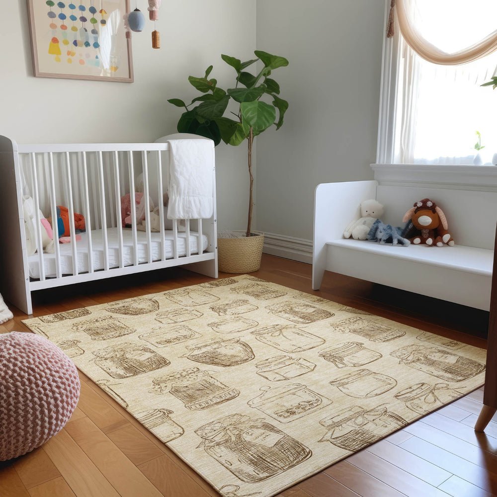 Piper Looms Mayfield Mason Jars AMF173 Beige Machine Washable Area Rug Lifestyle Image Feature