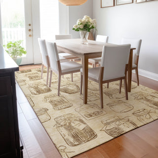Piper Looms Mayfield Mason Jars AMF173 Beige Machine Washable Area Rug Lifestyle Image Feature