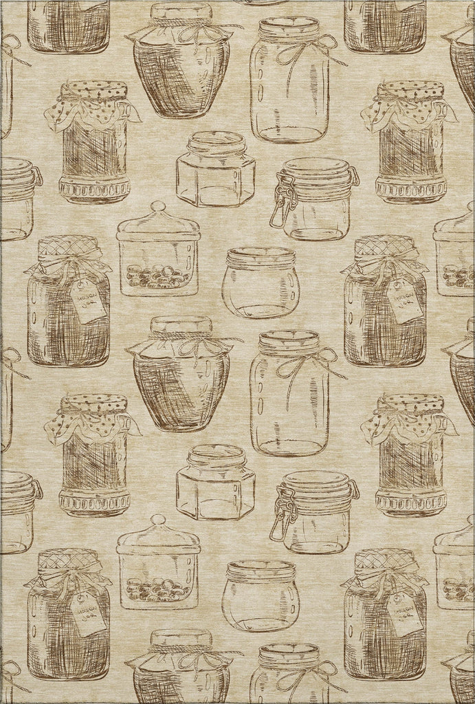 Piper Looms Mayfield Mason Jars AMF173 Beige Machine Washable Area Rug main image