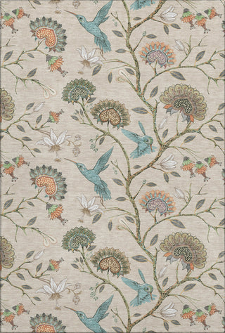 Piper Looms Mayfield Hummingbirds AMF174 Beige Machine Washable Area Rug main image