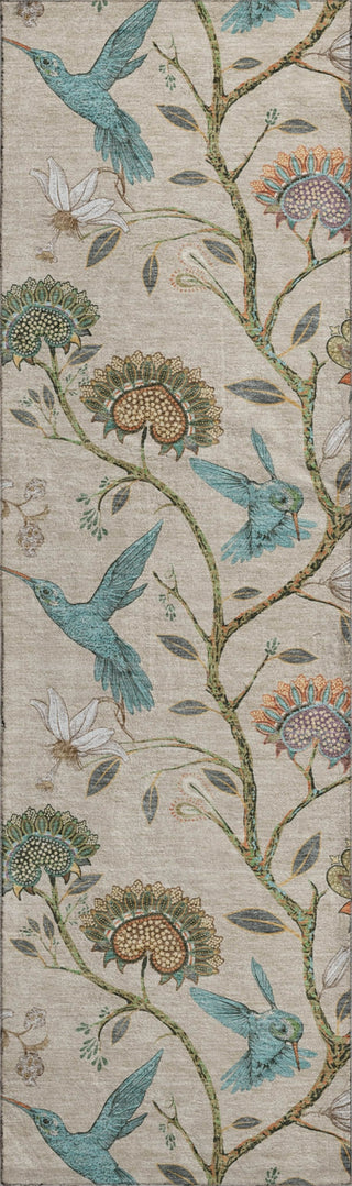 Piper Looms Mayfield Hummingbirds AMF174 Beige Machine Washable Area Rug Runner Main Image