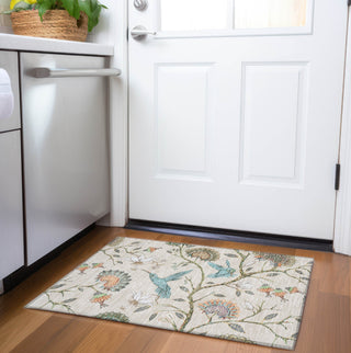 Piper Looms Mayfield Hummingbirds AMF174 Beige Machine Washable Area Rug Scatter Lifestyle Image Feature