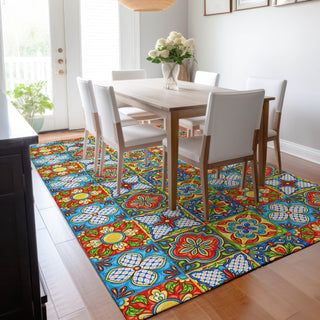 Piper Looms Mayfield Spanish Tiles AMF175 Kaleidoscope Machine Washable Area Rug Lifestyle Image Feature