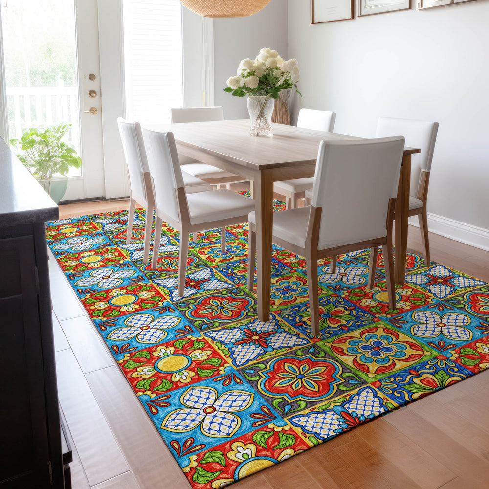 Piper Looms Mayfield Spanish Tiles AMF175 Kaleidoscope Machine Washable Area Rug Lifestyle Image Feature