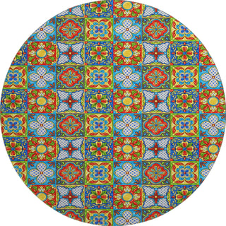 Piper Looms Mayfield Spanish Tiles AMF175 Kaleidoscope Machine Washable Area Rug Round Main Image