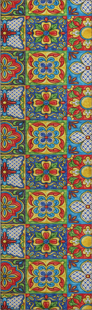 Piper Looms Mayfield Spanish Tiles AMF175 Kaleidoscope Machine Washable Area Rug Runner Main Image