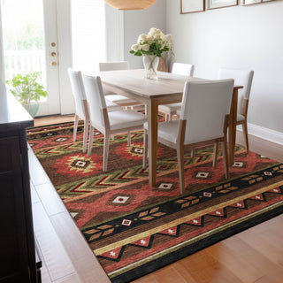 Piper Looms Mayfield Aztec AMF178 Brown Machine Washable Area Rug Lifestyle Image Feature