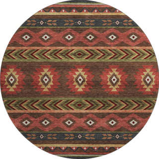 Piper Looms Mayfield Aztec AMF178 Brown Machine Washable Area Rug Round Main Image