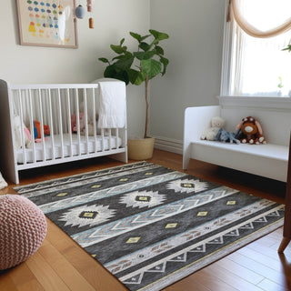 Piper Looms Mayfield Aztec AMF178 Midnight Machine Washable Area Rug Lifestyle Image Feature