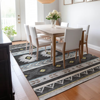 Piper Looms Mayfield Aztec AMF178 Midnight Machine Washable Area Rug Lifestyle Image Feature