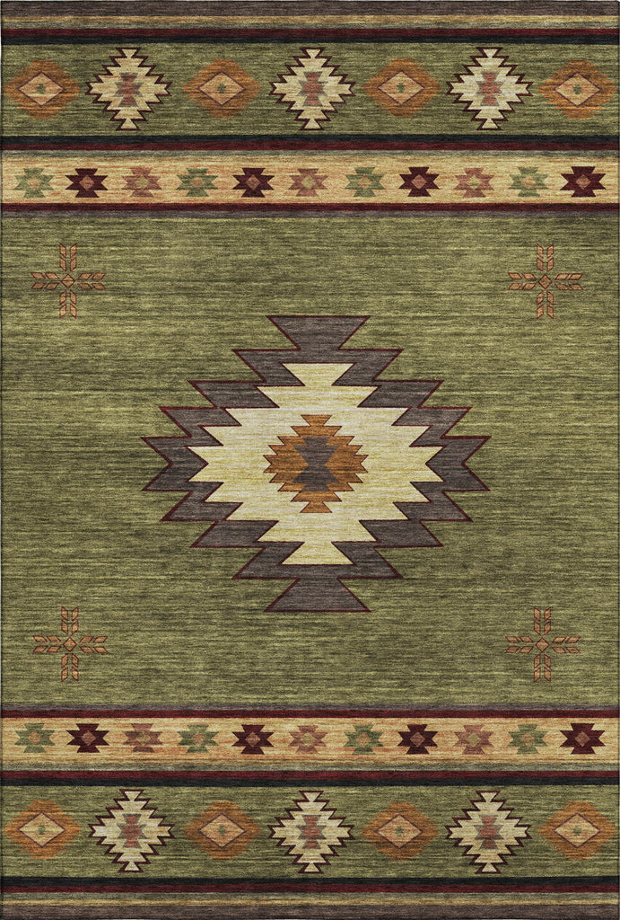 Piper Looms Mayfield Aztec AMF179 Green Machine Washable Area Rug main image