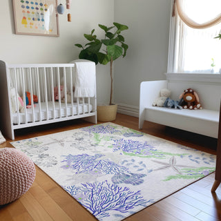 Piper Looms Mayfield Coral AMF180 Blue Machine Washable Area Rug Lifestyle Image Feature
