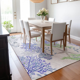 Piper Looms Mayfield Coral AMF180 Blue Machine Washable Area Rug Lifestyle Image Feature