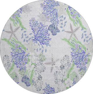 Piper Looms Mayfield Coral AMF180 Blue Machine Washable Area Rug Round Main Image