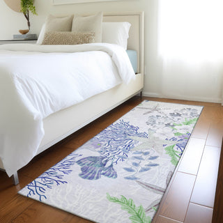 Piper Looms Mayfield Coral AMF180 Blue Machine Washable Area Rug Runner Lifestyle Image Feature