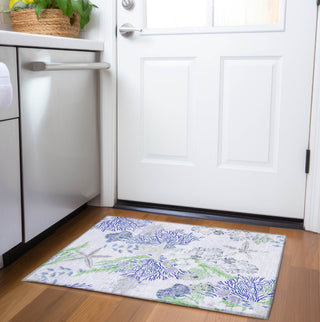 Piper Looms Mayfield Coral AMF180 Blue Machine Washable Area Rug Scatter Lifestyle Image Feature