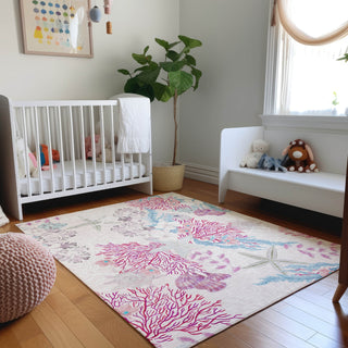 Piper Looms Mayfield Coral AMF180 Raspberry Machine Washable Area Rug Lifestyle Image Feature