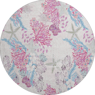 Piper Looms Mayfield Coral AMF180 Raspberry Machine Washable Area Rug Round Main Image