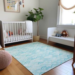 Piper Looms Mayfield Shells AMF181 Aqua Machine Washable Area Rug Lifestyle Image Feature