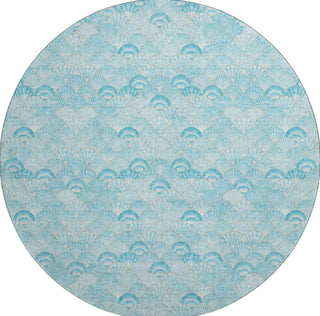 Piper Looms Mayfield Shells AMF181 Aqua Machine Washable Area Rug Round Main Image