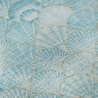 Piper Looms Mayfield Shells AMF181 Aqua Machine Washable Area Rug Swatch Image