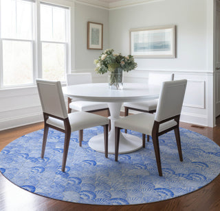 Piper Looms Mayfield Shells AMF181 Blue Machine Washable Area Rug Round Lifestyle Image Feature